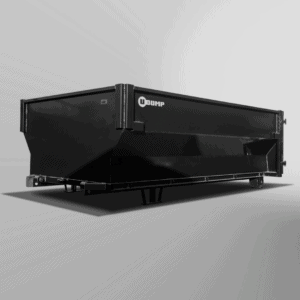 Large black Roll-Off Container on a light gray background.